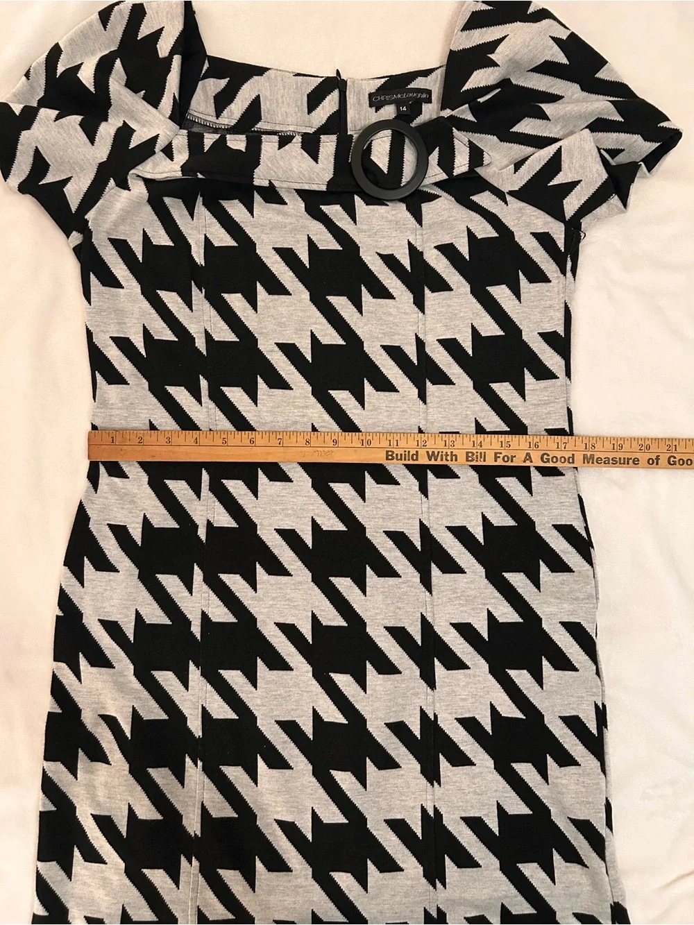 CHRIS McLauglin Black and White Houndstooth Knee-Length Dress size 14 - Picture 8 of 10